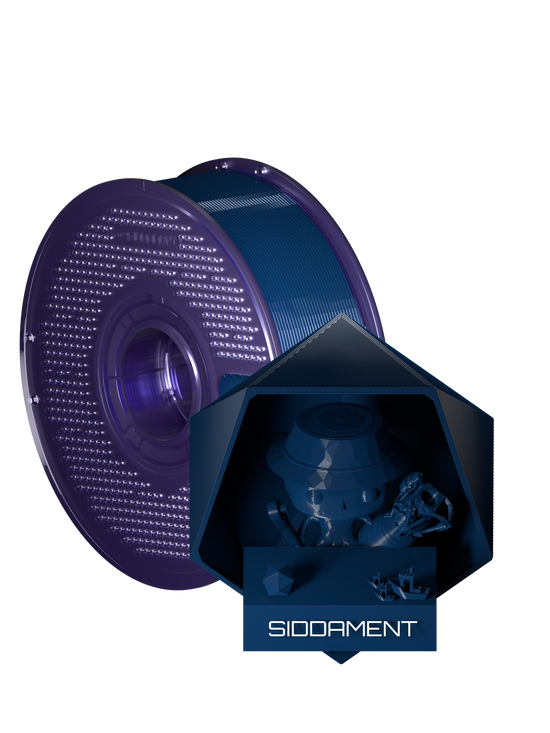 PCTG filament on a transparent purple SIDDAMENT spool