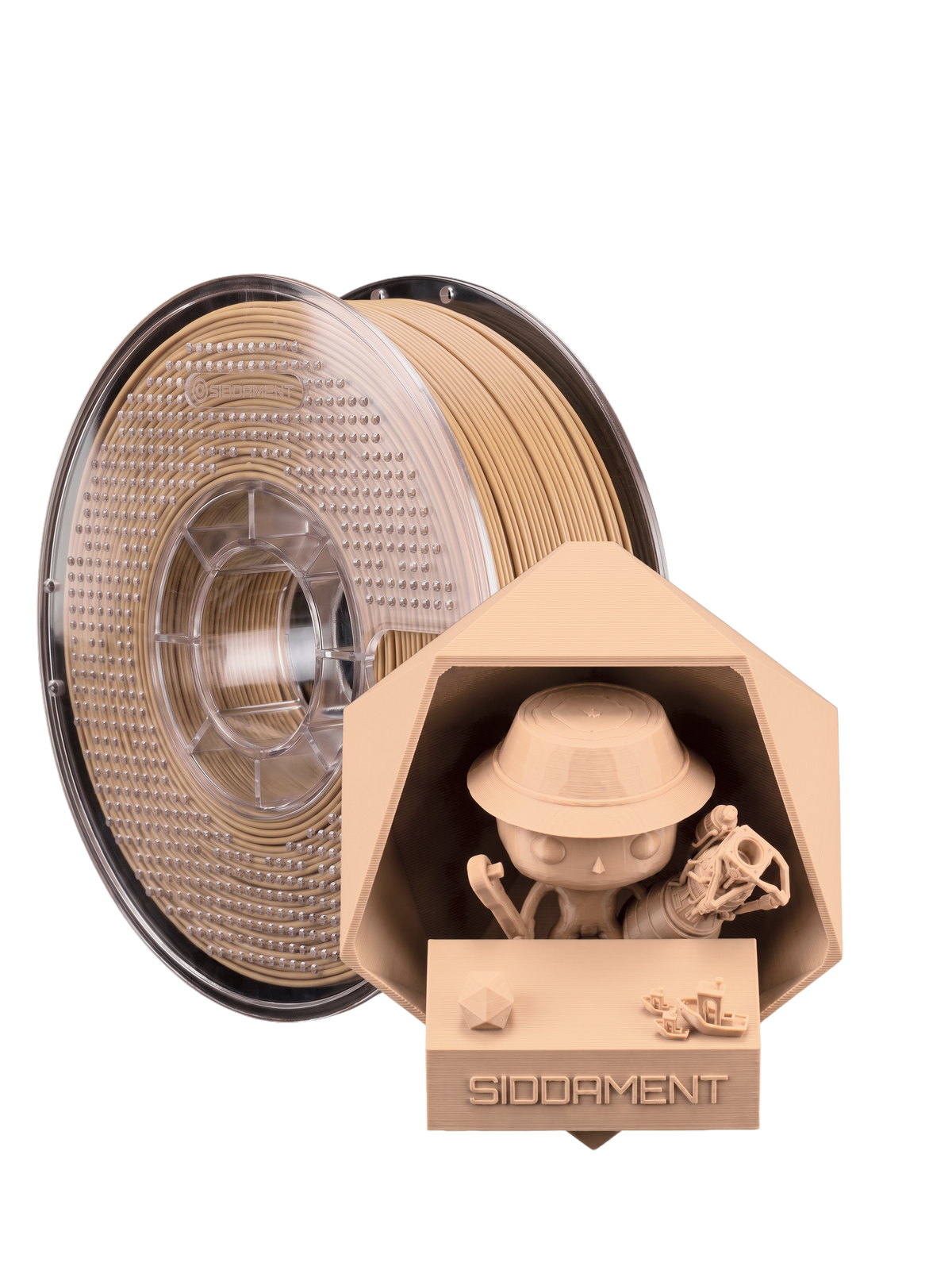 Matte Skin PLA V2 1.75mm 1kg filament and printed parts