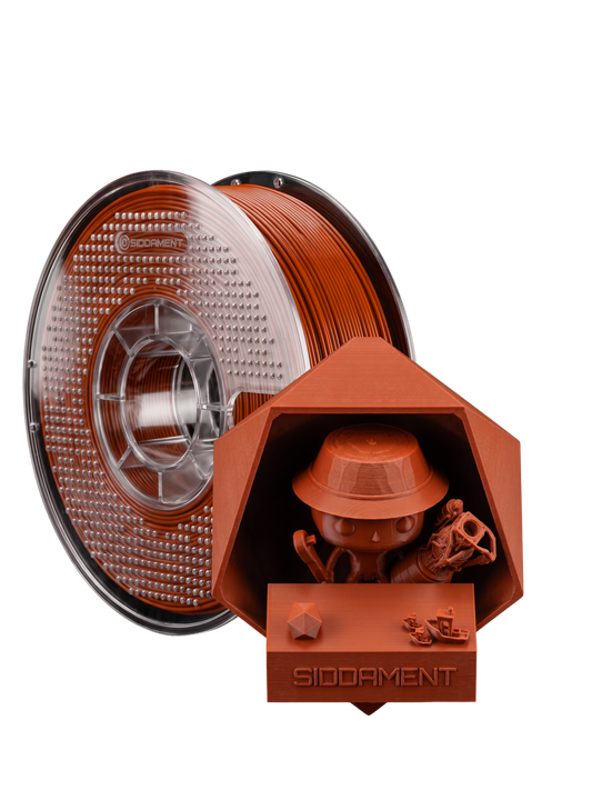 Matte Terracotta PLA V2 1.75mm 1kg filament and printed parts