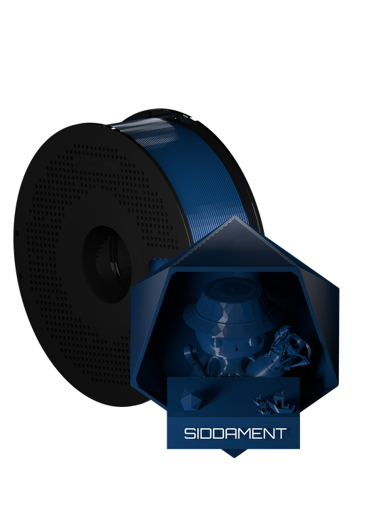 Ox Blue PCTG filament on a black SIDDAMENT spool