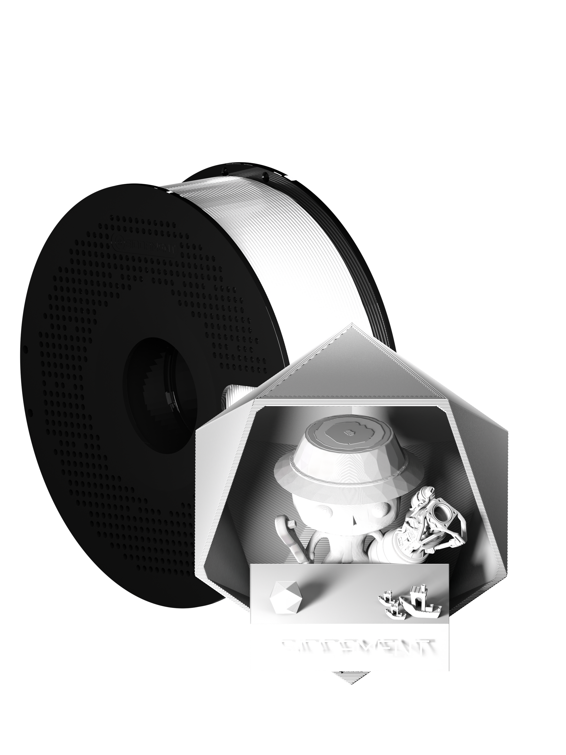 PCTG White filament on a black SIDDAMENT spool