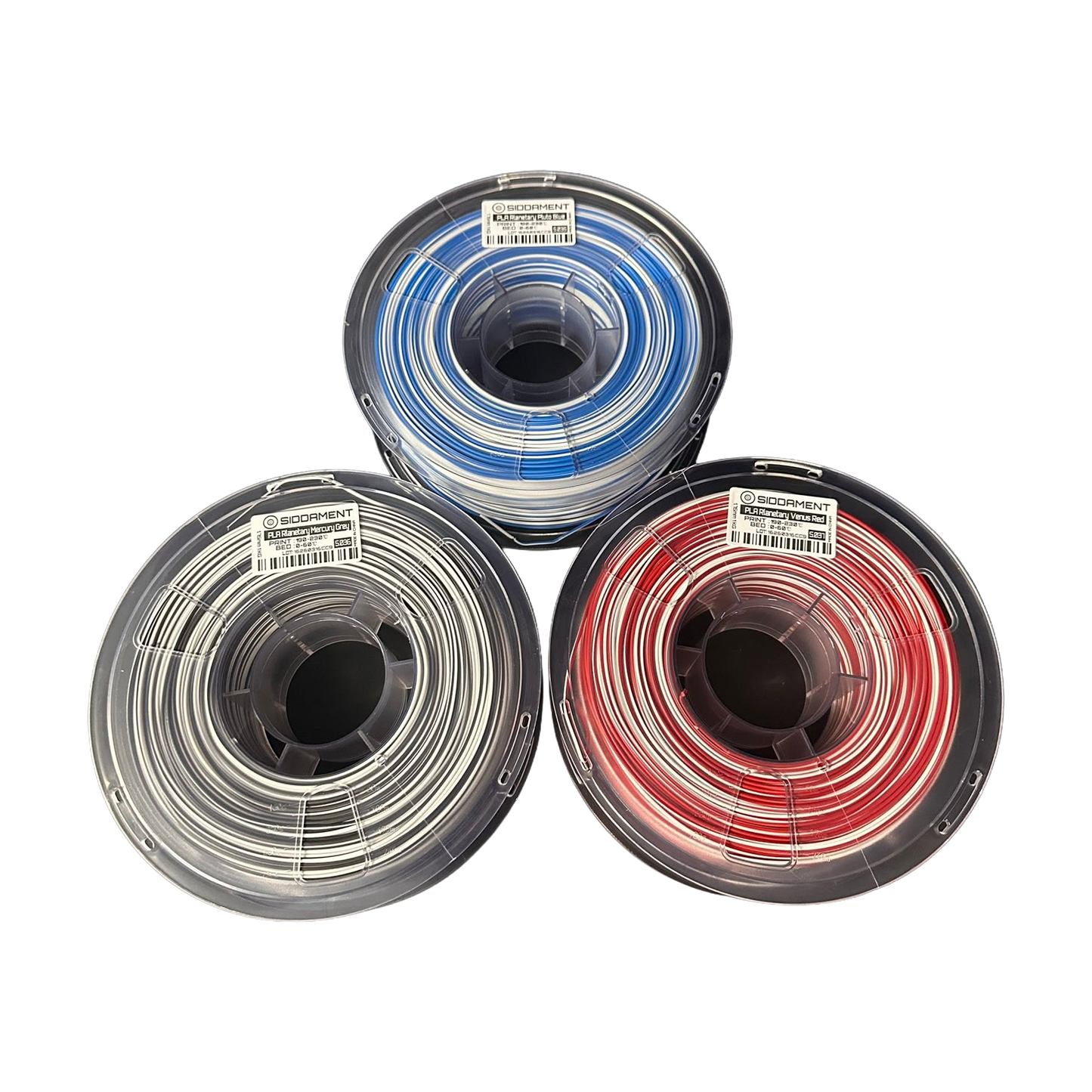 SIDDAMENT Planetary Matte PLA Mercury Grey — the Planetary Matte PLA range (all three colours)