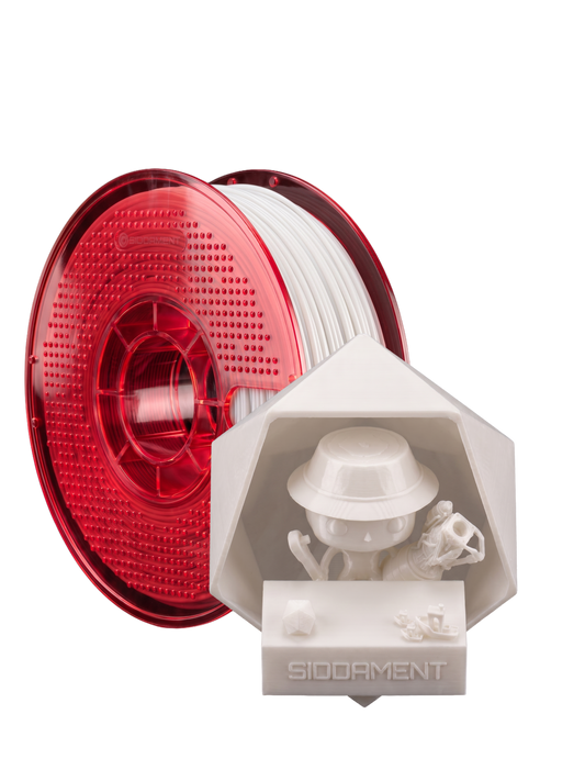 Pure White TPU 98A on a SIDDAMENT spool with a printed figure