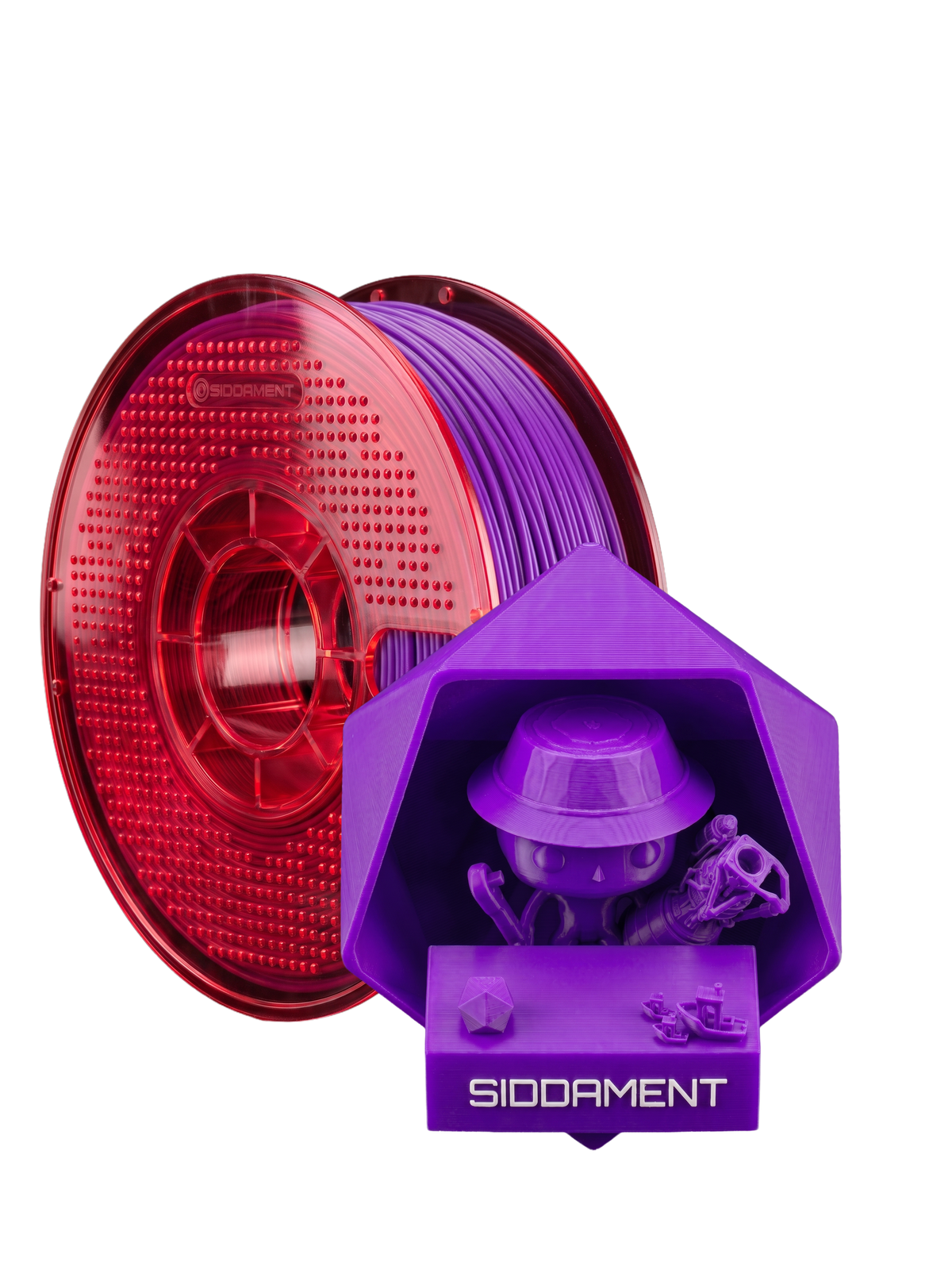 Purple TPU 95A on a SIDDAMENT spool with a printed figure