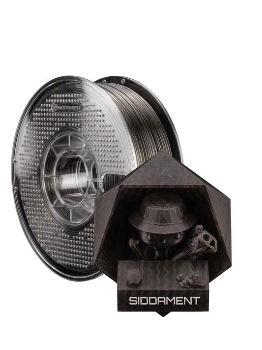 Translucent Black PLA V2 on a SIDDAMENT spool with a translucent printed figure